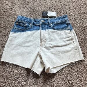 Gianni Bini Two Tone Blue and White Raw Hem Jean Shorts size 27